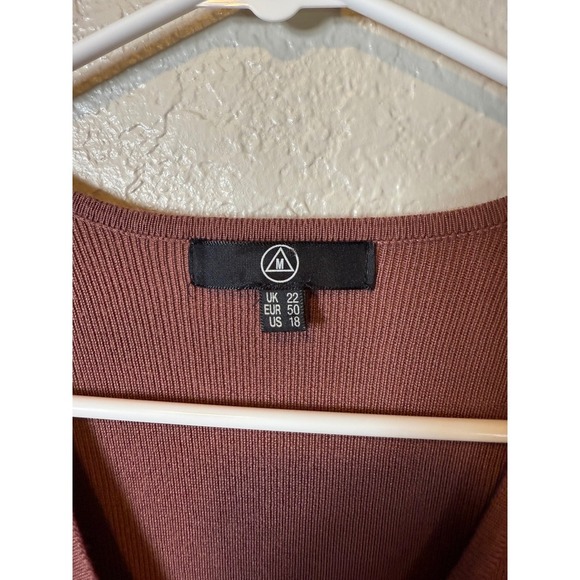 Mauve Brown Ribbed Knit Bodysuit Top - Picture 3 of 3